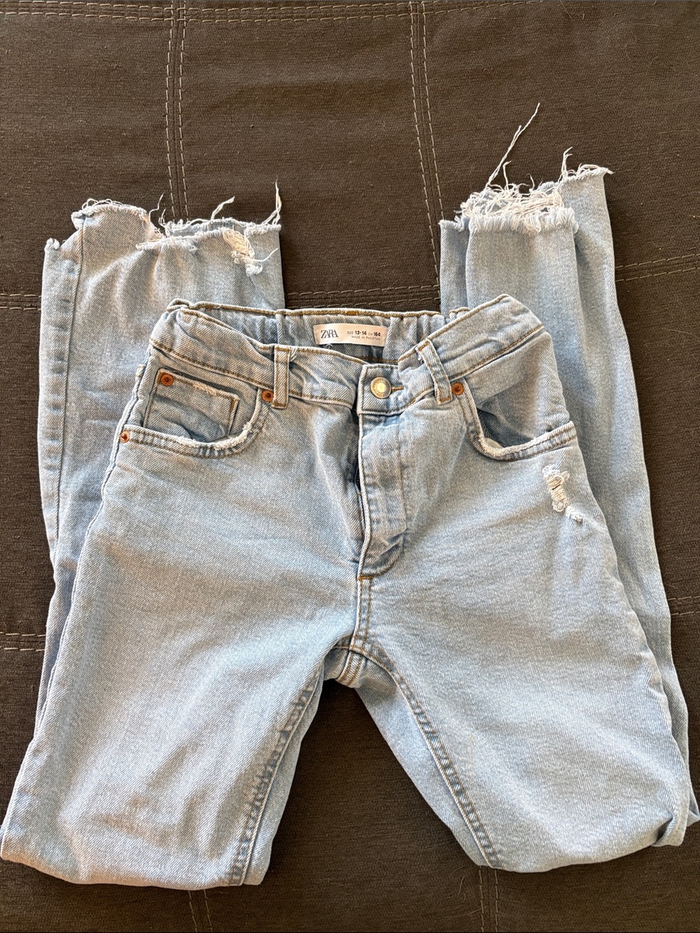 Zara Light Blue Skinny Jeans with Frayed Hem